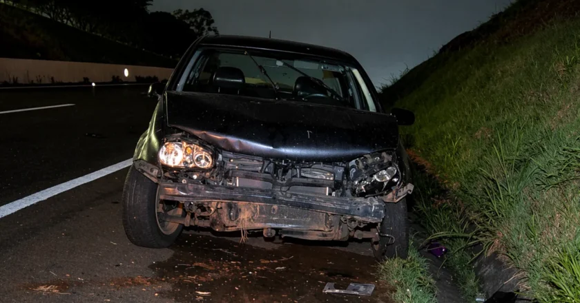 Carro abandonado na BR-467 em Cascavel apresenta marcas de sangue