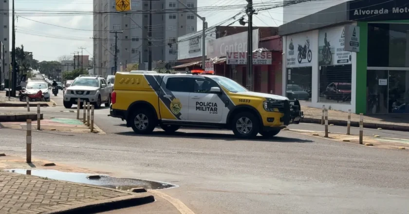 Suspeita de assalto mobiliza helicóptero e viaturas no Centro de Cascavel